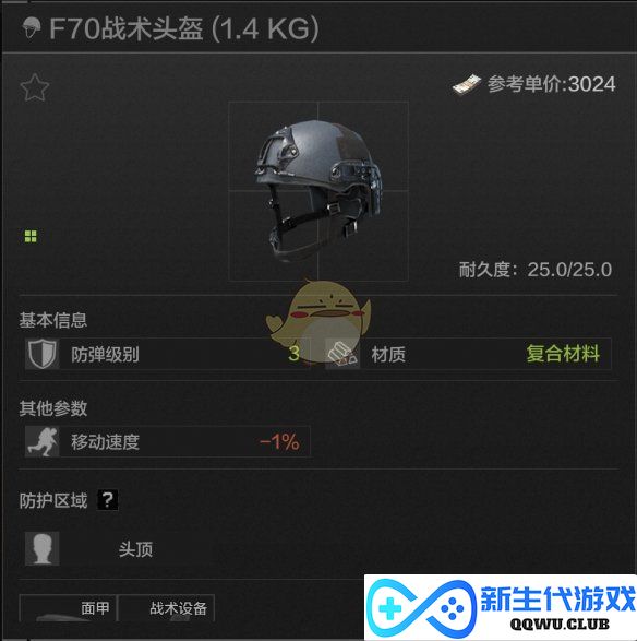 《暗区突围》F70战术头盔全面属性解析与使用技巧