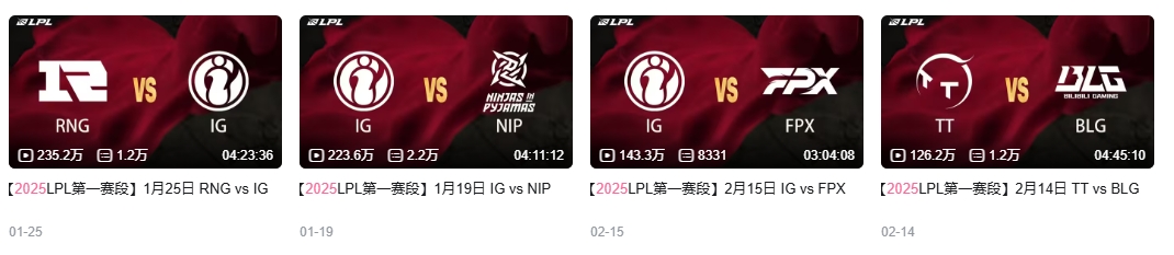 流量风暴来袭！LPL首阶段四场比赛录播观看突破百万，iG独占三场之最