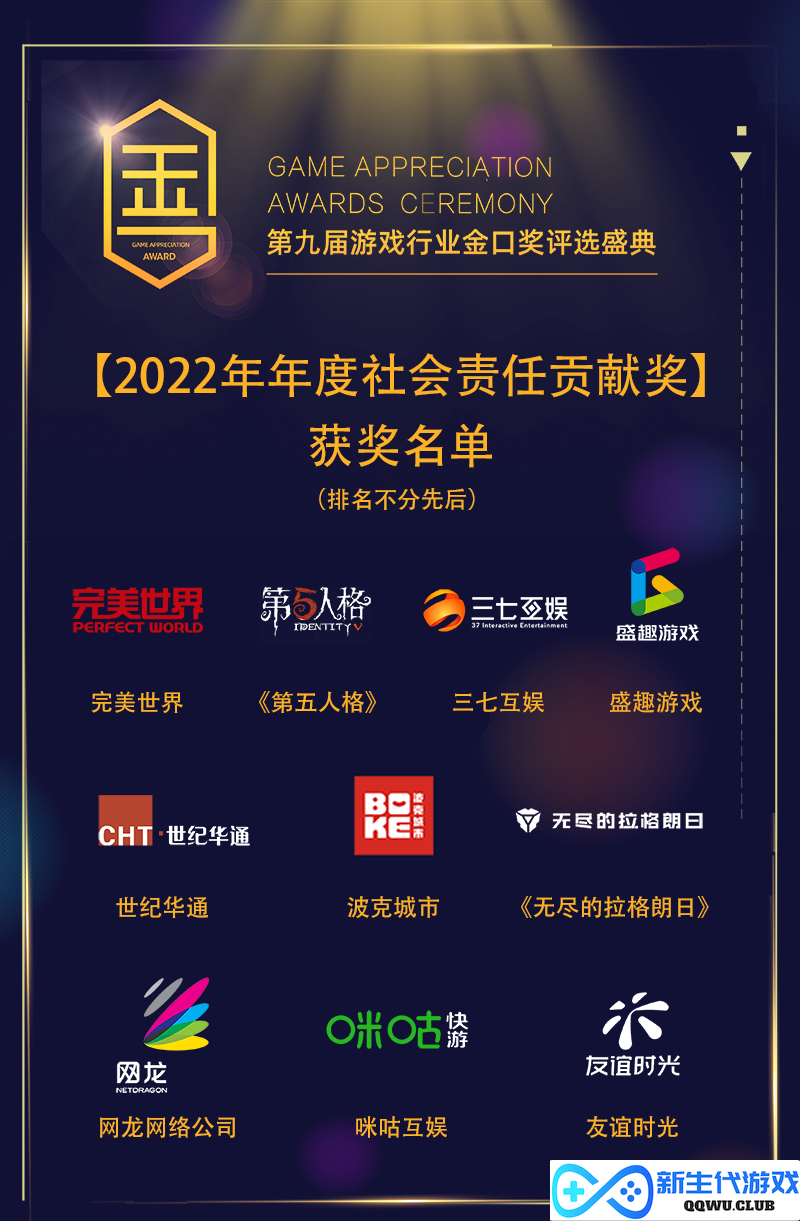 第九届游戏行业金口奖获奖名单公布！